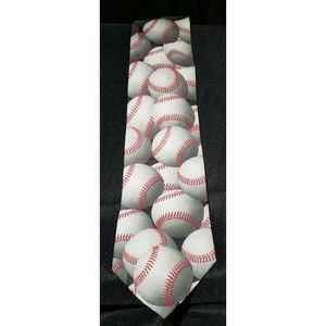 Mens Tie Baseball Ralph Marlin Just Balls 1995 Opening Fathers Day VTG Novelty